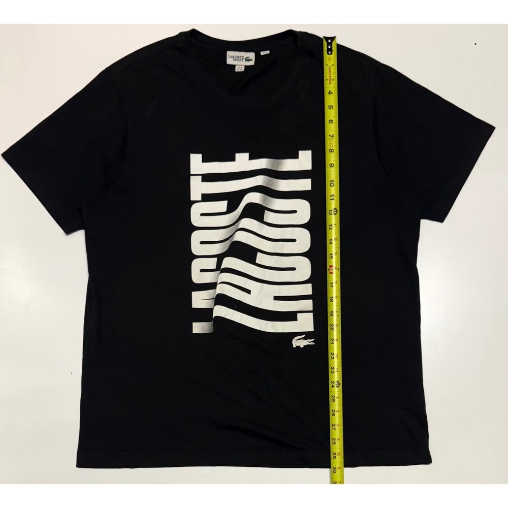 Lacoste Sport Mens 3XL Black Graphic Logo T-Shirt Short Sleeve Cotton Blend Tee